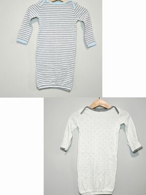 2 Circo Baby Long-Sleeve Sleep Gowns in White with Light Blue Accents